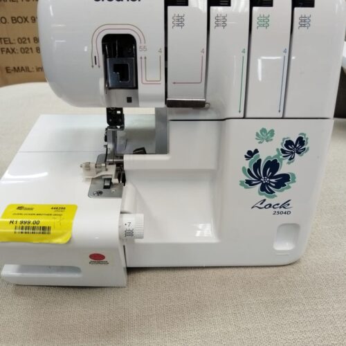 The **Brother Lock 2504D Overlocker** is a high-performance sewing machine designed for precise and professional finishing. With adjustable stitch width and differential feed, it creates clean, secure edges and prevents fabric stretching or puckering. Ideal for both beginners and advanced users, this compact overlocker is perfect for achieving polished seams on a variety of fabrics.